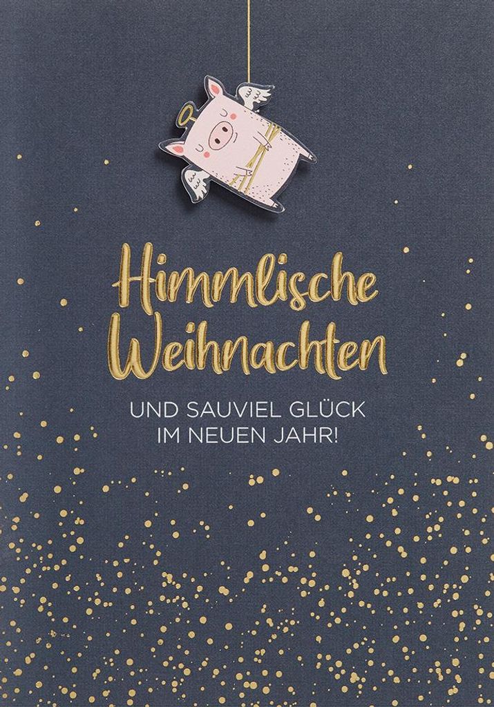 Weihnachten Weihnachtskarte mit Umschlag Himmlische Weihnachten Sauviel Glück im neuen Jahr
