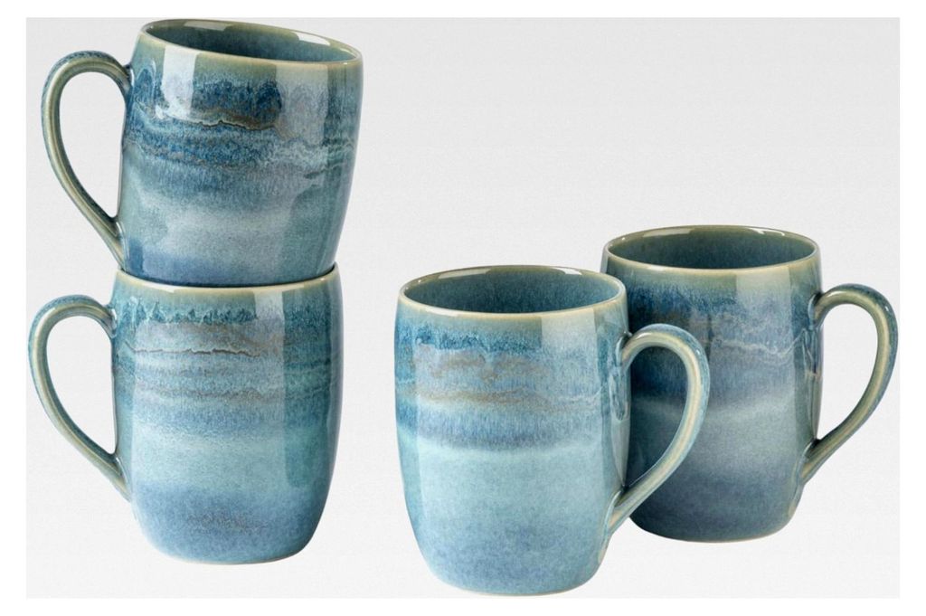 Kaffeebecher-Set, Steinzeug TIEFER SEE Blau/Grün