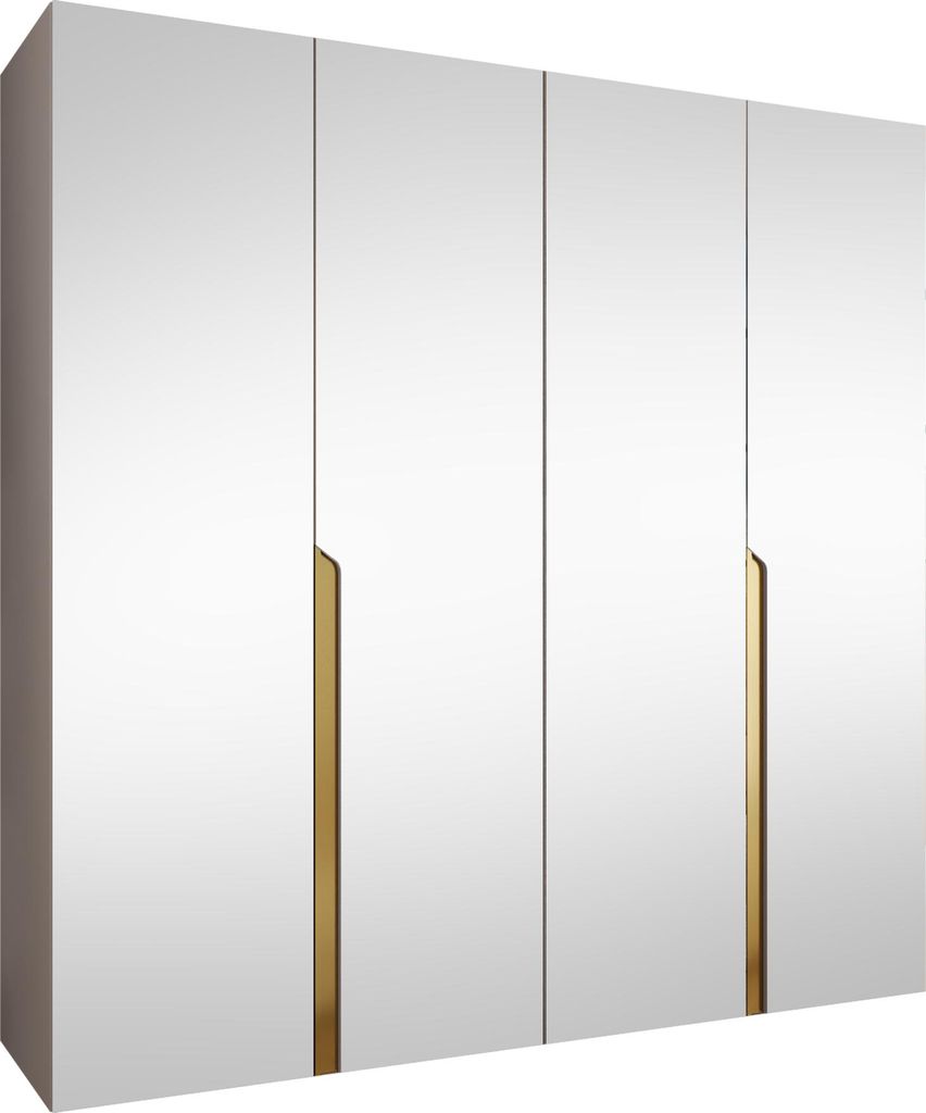 MIRJAN24 Kleiderschrank Mila 3 200 mit Spiegel, Schlafzimmer, Kleiderschrank, mit vier Drehturen und mit zwei Kleiderstange, Modern, Garderobenschr...