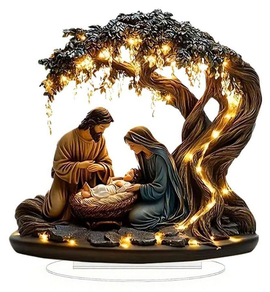 2D-Weihnachtskrippe, flach, Tischdekoration aus Acryl, für christliche Tisch-, Regal-, Kaminsims-, Schlafzimmer-, Wohnzimmer- und Bürodekoration
