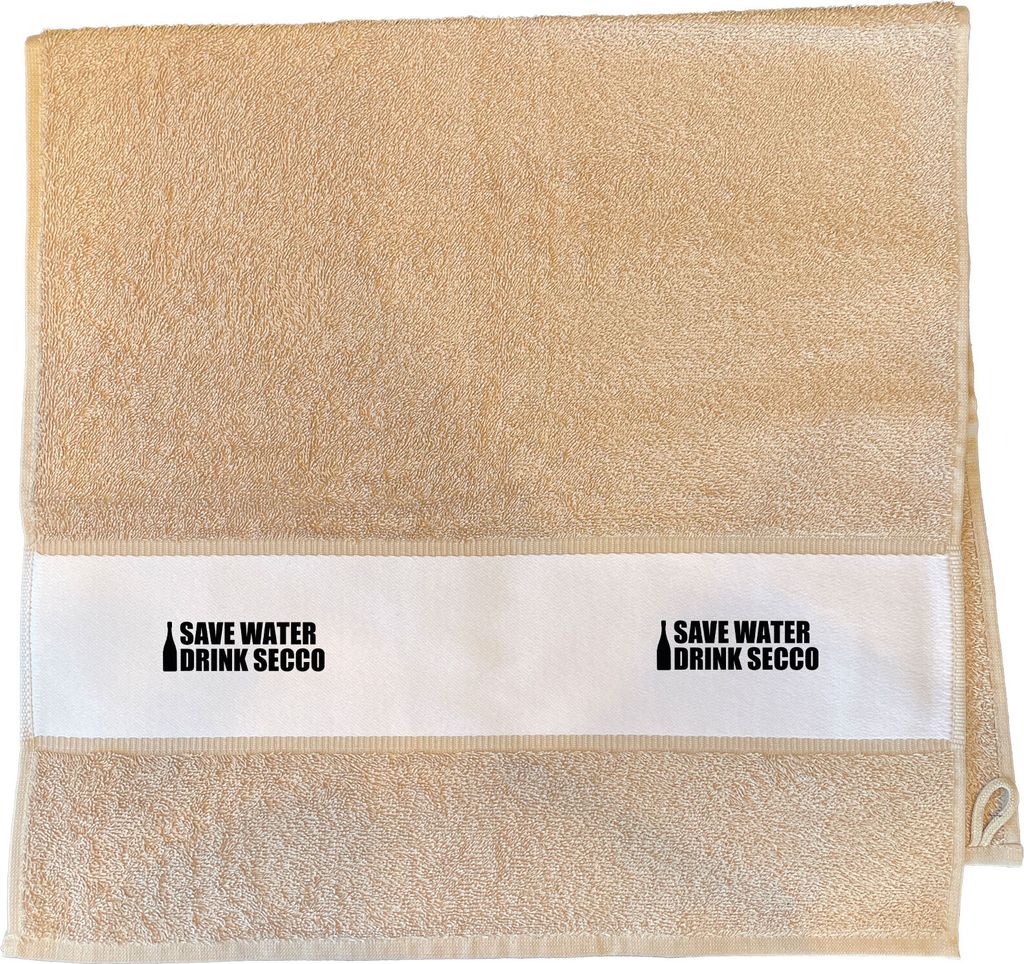 Huuraa Handtuch Save Water Drink Secco Sektflasche 50x100cm Sand Baumwolle Handtuch Geschenkidee