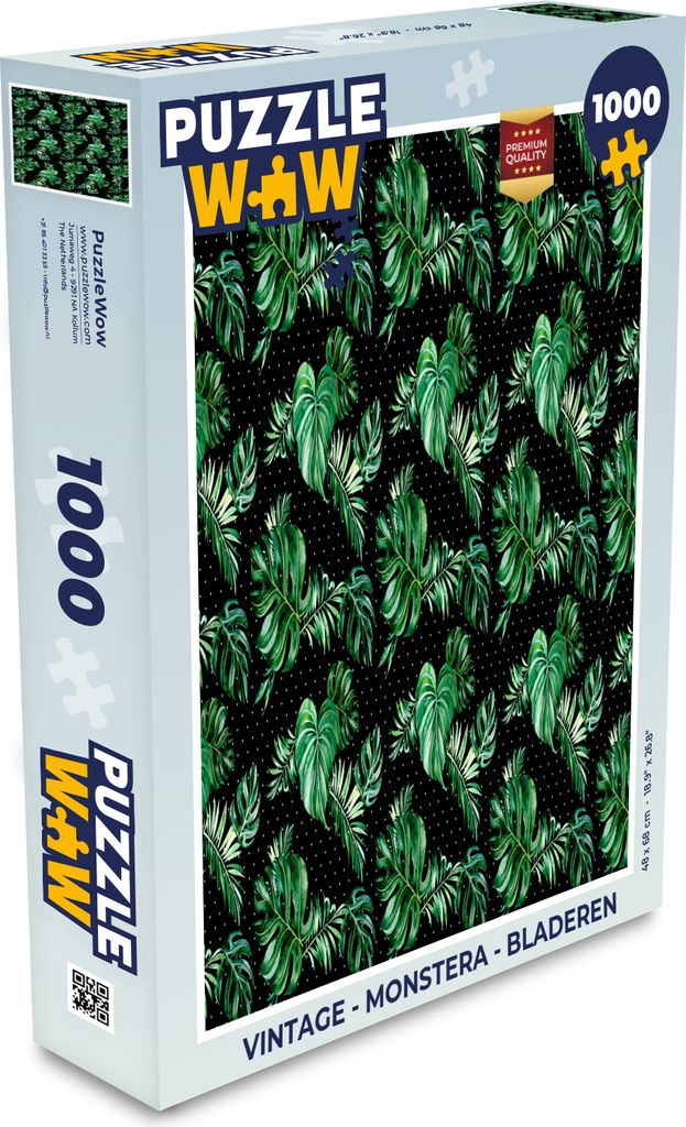 MuchoWow Puzzle 1000 Teile Weinlese - Monstera - Blätter - Spielzeug - Alt und Jung - Spiele - Puzzeln