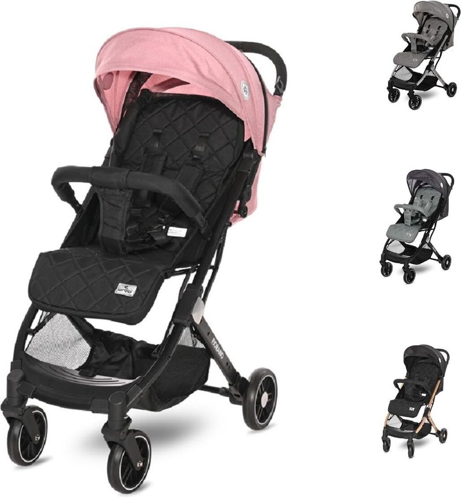 Lorelli Kinderwagen Fiorano faltbar, Ablagekorb, Frontbügel abnehmbar, Bremse pink