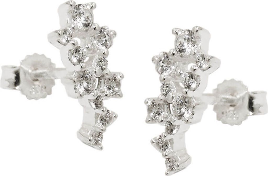 Ohrstecker Ohrringe Ohrschmuck, Blume mit weißen Zirkonia, 925 Silber