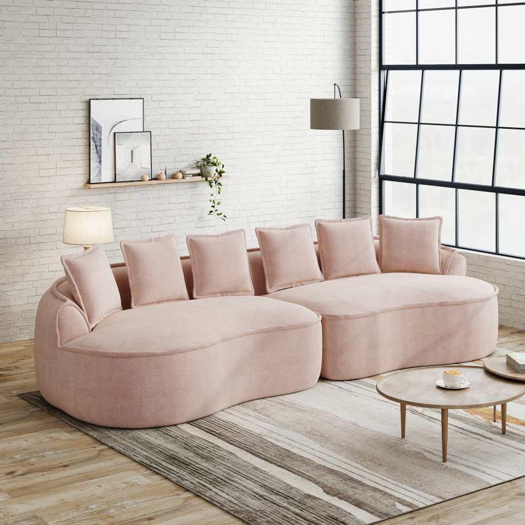 AIORBER Modulares 4-Sitzer Sofa, Chenille Cloud Couch, extra groß mit tiefer Sitzfläche, weich gepolstert, ohne Montage, inkl. Kissen, Rosa