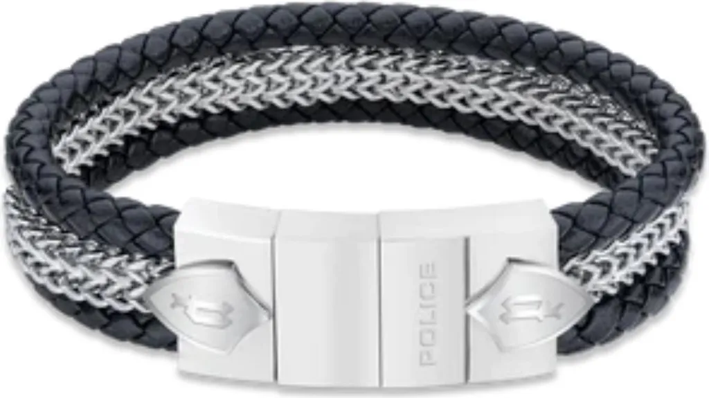 Bijou Homme : Bracelet en Cuir Tressé Police PEAGB2119801 Noir