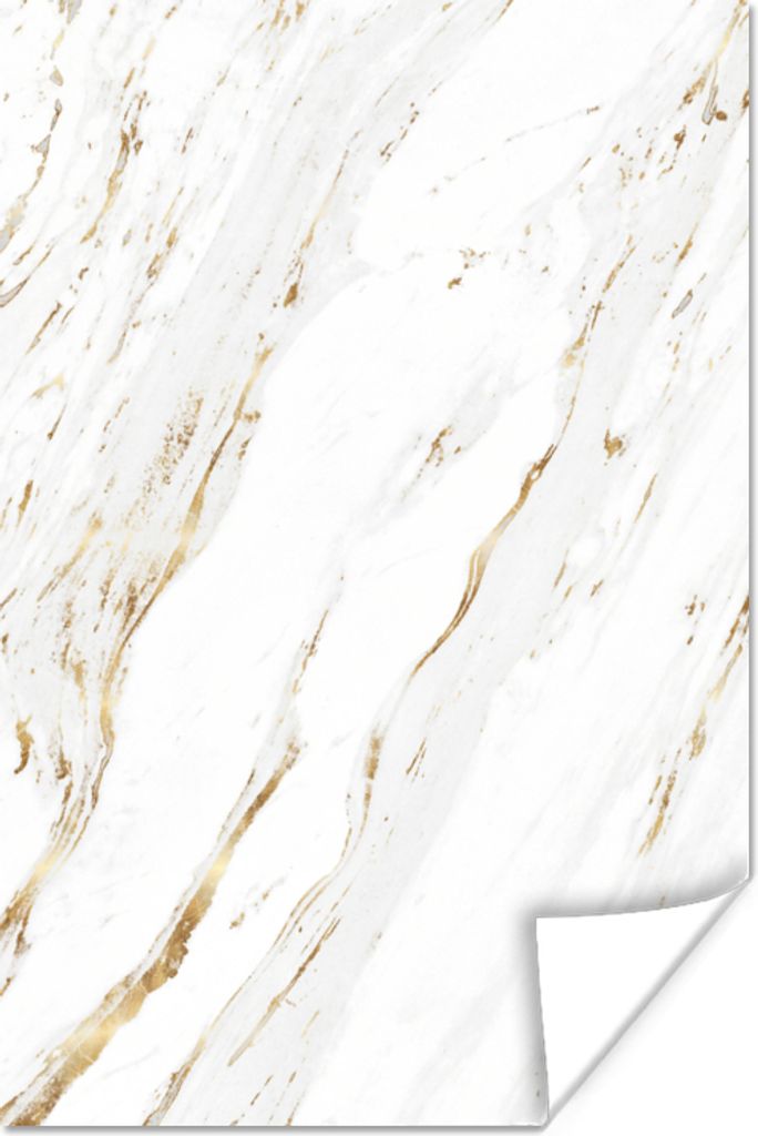 MuchoWow Poster Marmor - Gold - Weiß 80x120 cm - Papierdruck