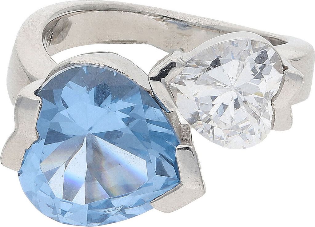 Ring Silber 925 Zirkonia Herz blau JL30-07-3106 JuwelmaLux Größe 55