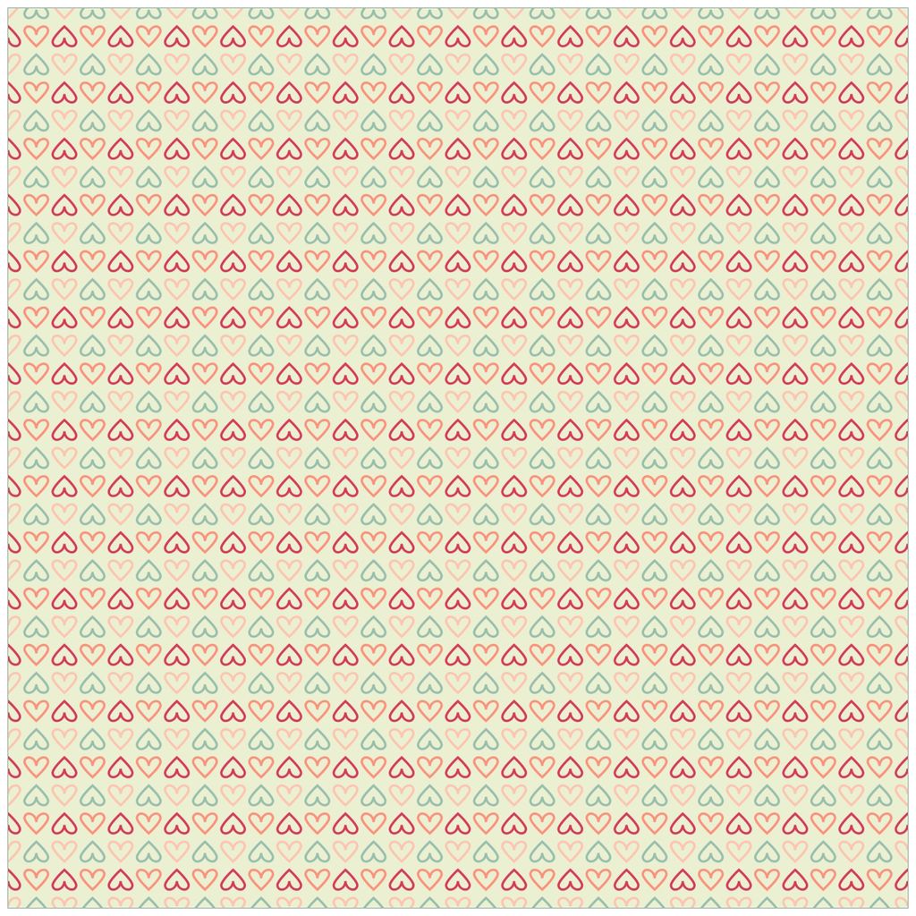 Wallario Möbeldesign / Aufkleber, geeignet für Ikea Lack Tisch - Muster Herzen in rot, gelb und grün, symmetrisch angeordent in 55 x 55 cm