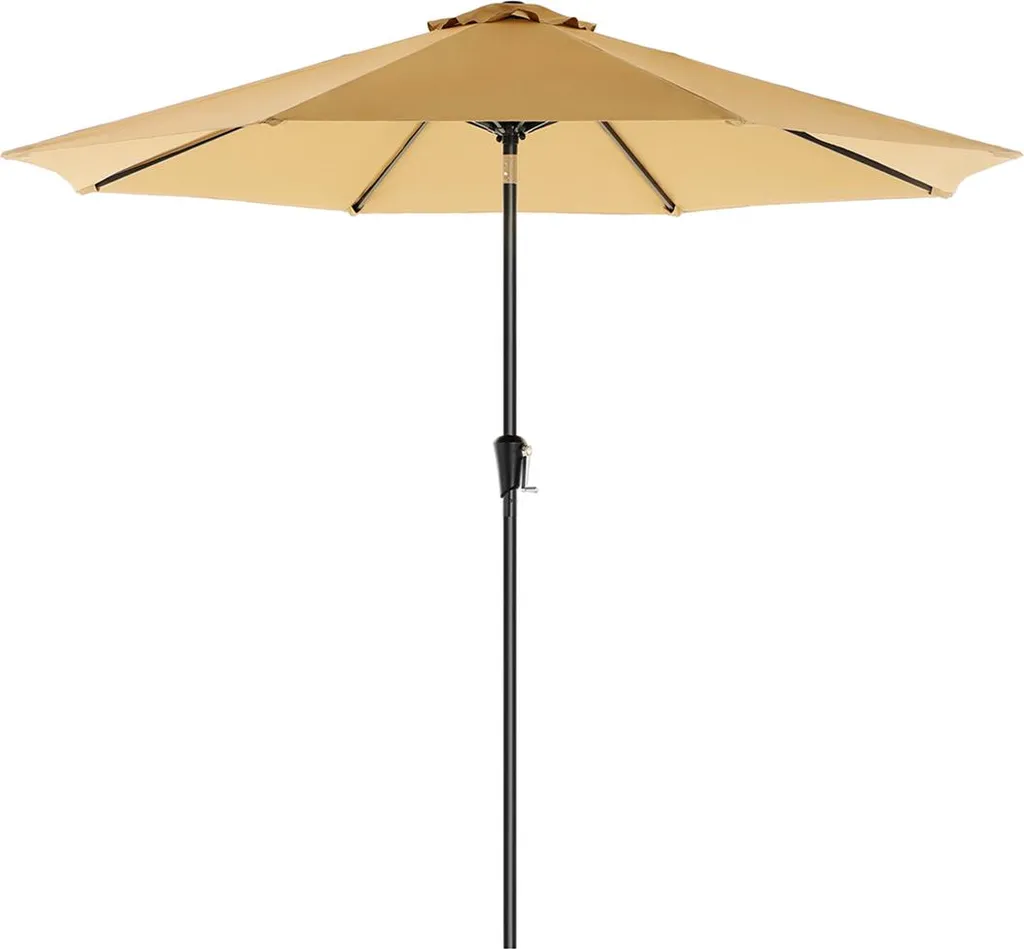 Grand Parasol de Jardin Taupe 270 cm avec mât central en acier gris