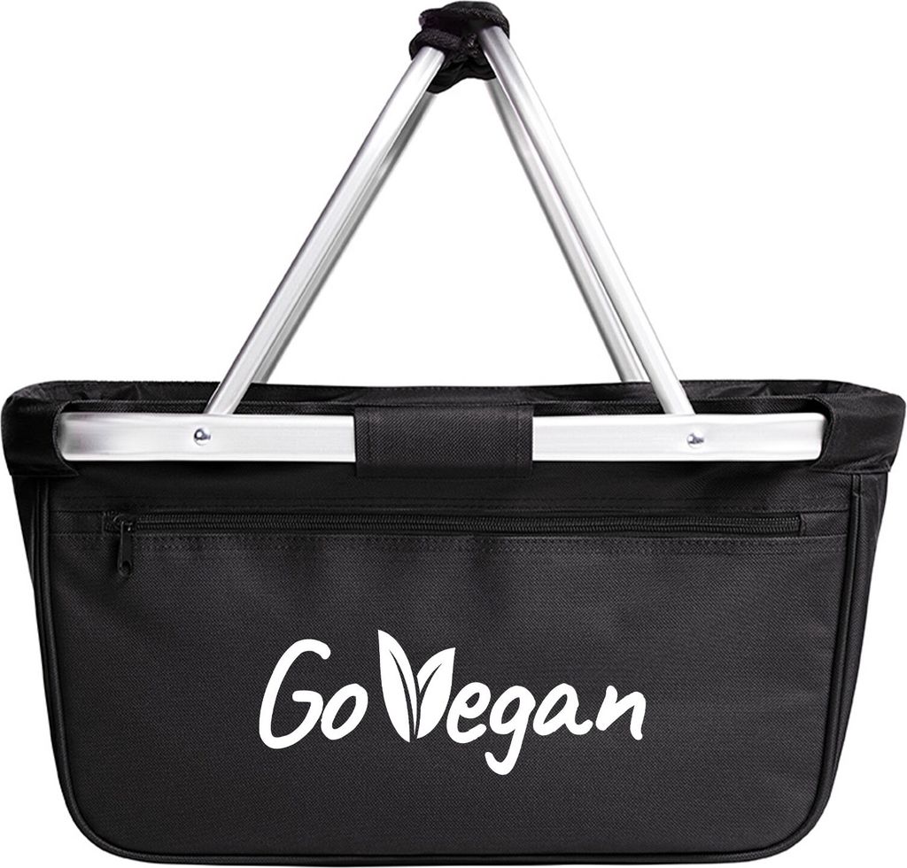 Huuraa Einkaufskorb Go Vegan Blätter 20 Liter Black faltbarer Tragekorb Geschenkidee