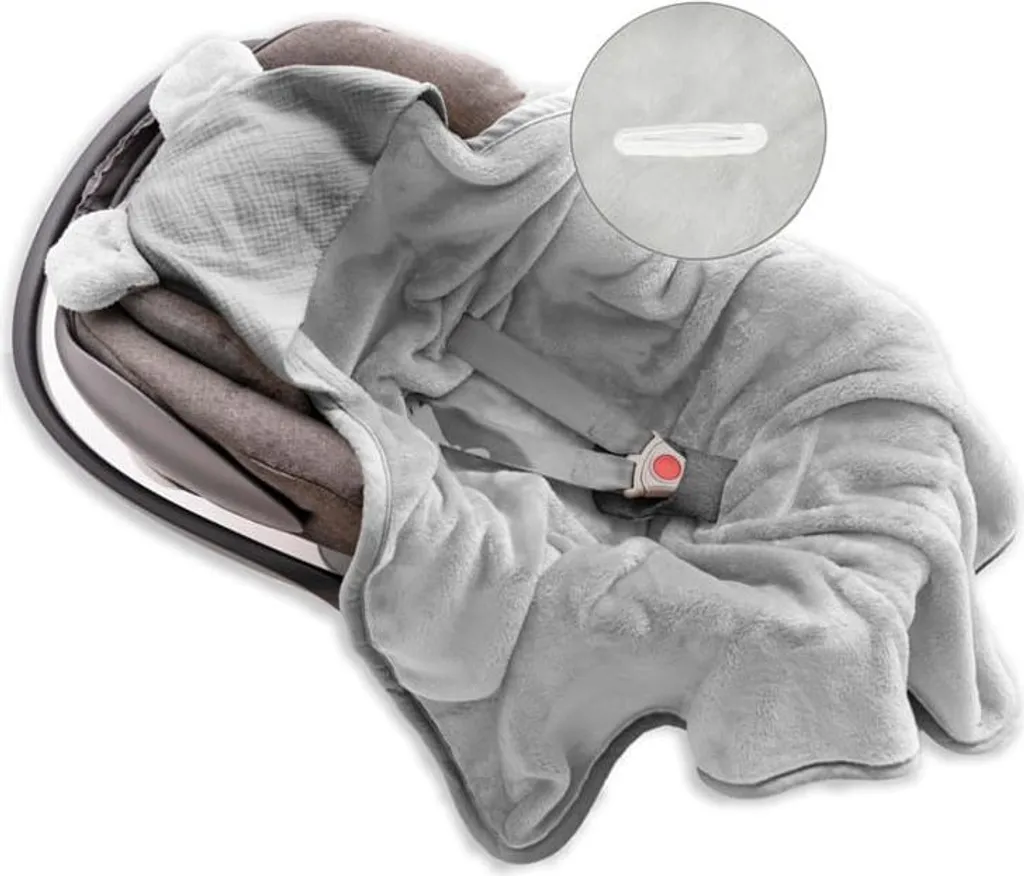 Couverture bébé à capuche en mousseline respirante 95x95 Gris