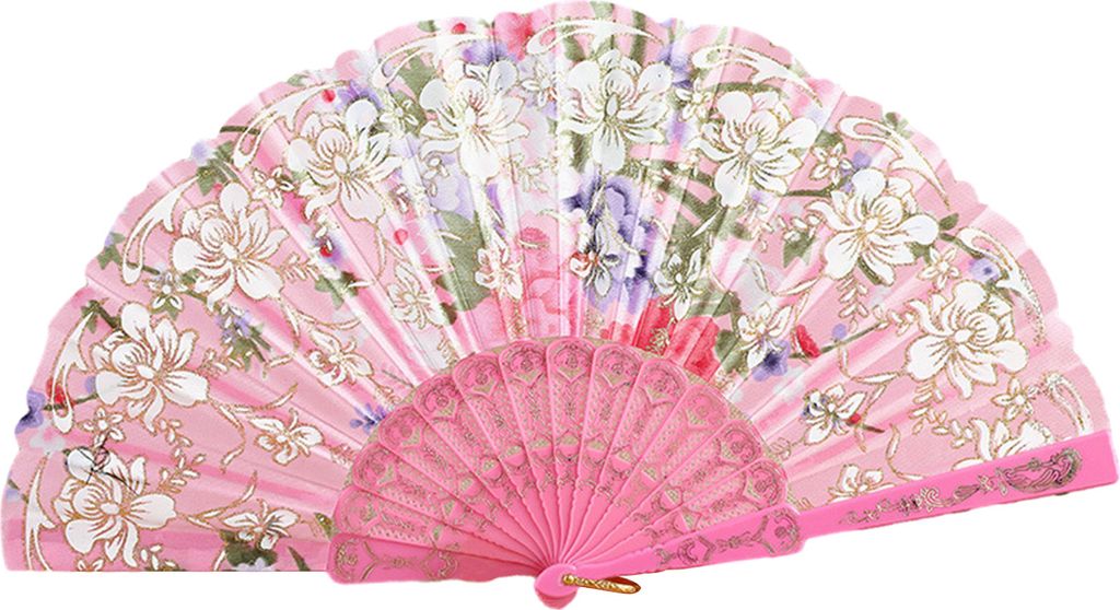 1 Set Folding Handlüfter Leicht elegant exquisite Blumenmuster Dekorative Faltfan Hochzeitsfeier Supply-Rosa A