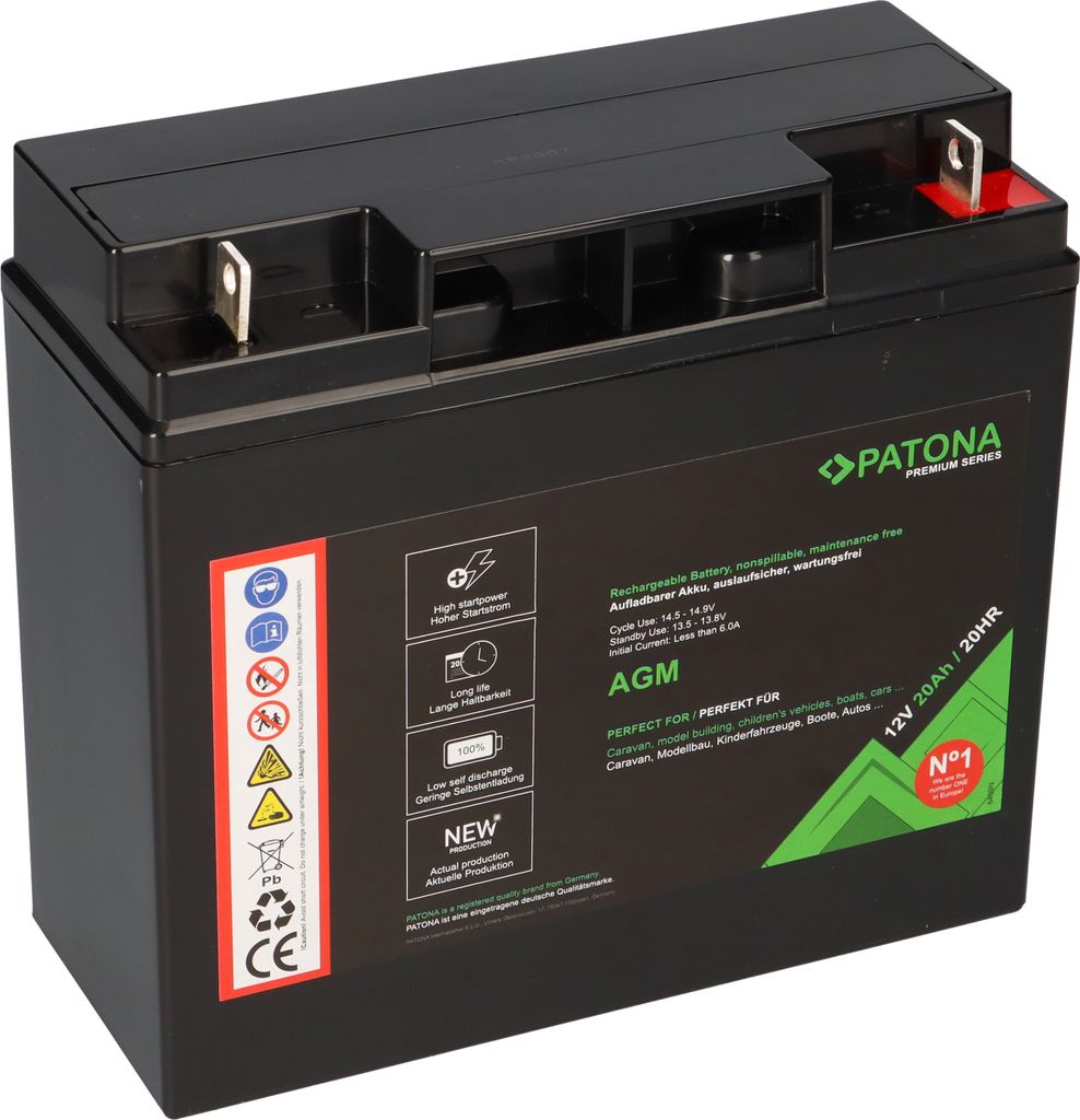 PATONA Premium AGM Blei Akku 12V 20Ah 20HR 1800 Zyklen