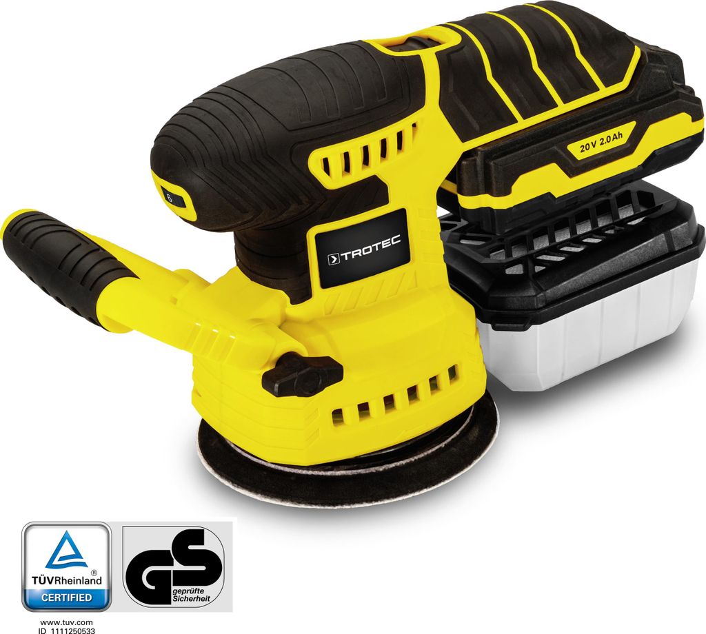 TROTEC Akku-Exzenterschleifer PESS 10-20V | Stufenlose Wahl (1 - 6 Stufen)Kraftvoller Akku-Exzenterschleifer für Schleifarbeiten an Holz, Metall, ...