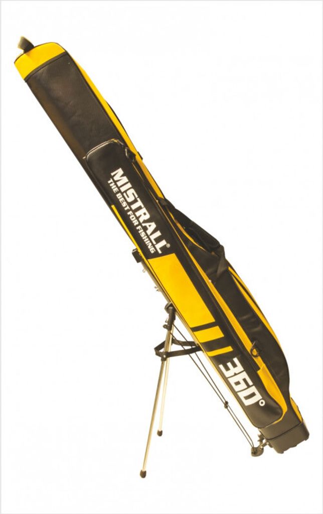 Rutenfutteral MISTRALL 3 Fächer gelb versteifte Rutentasche Futteral mit Ständer 150cm