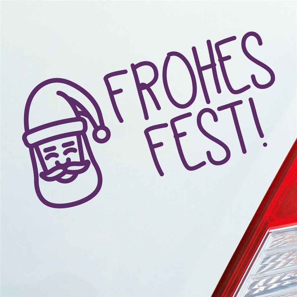 Auto Aufkleber Fohes Fest! Santa Claus Weihnachten Christmas Advent XMAS 19x9,5 cm Lila Sticker Heckscheibenaufkleber