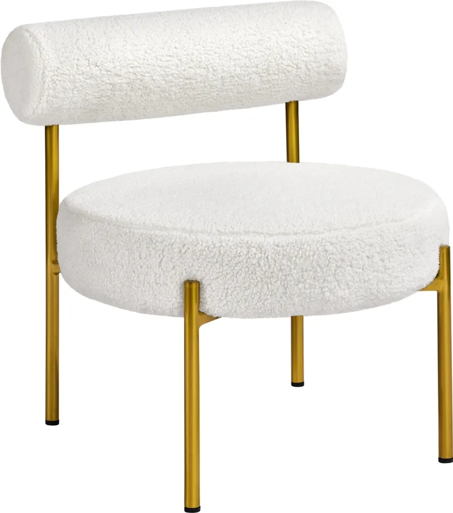 Sedia da Pranzo e Salotto Yaheetech: Bianco Bouclè Reclinabile Chic