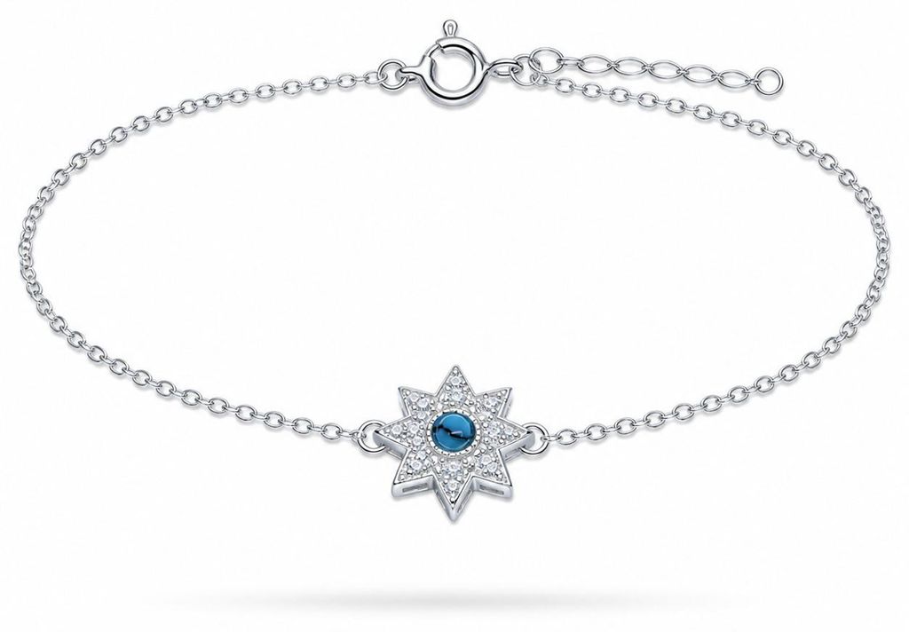 Fußkette Fußkettchen Stern Türkis Stein 925 Silber Damen verstellbar