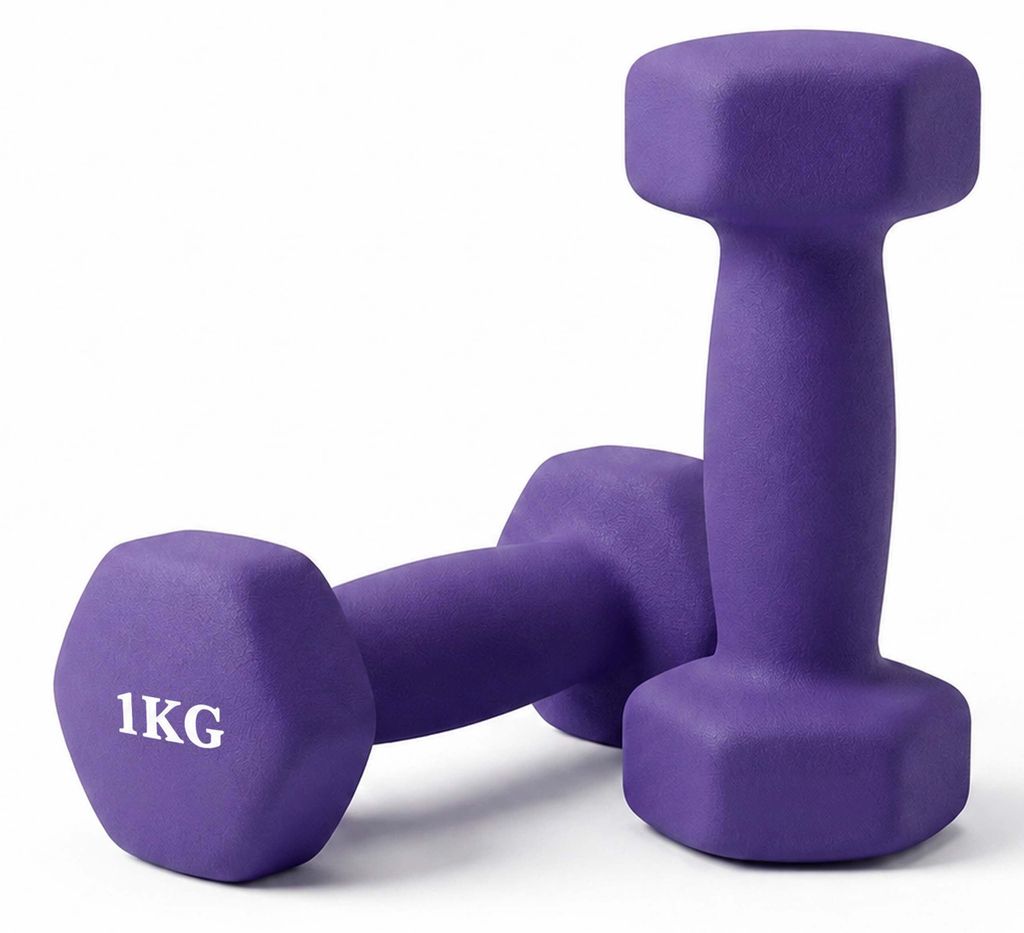 Relaxdays, set di 2 manubri, ghisa, 1 kg, rivestiti, Immagine del prodotto 