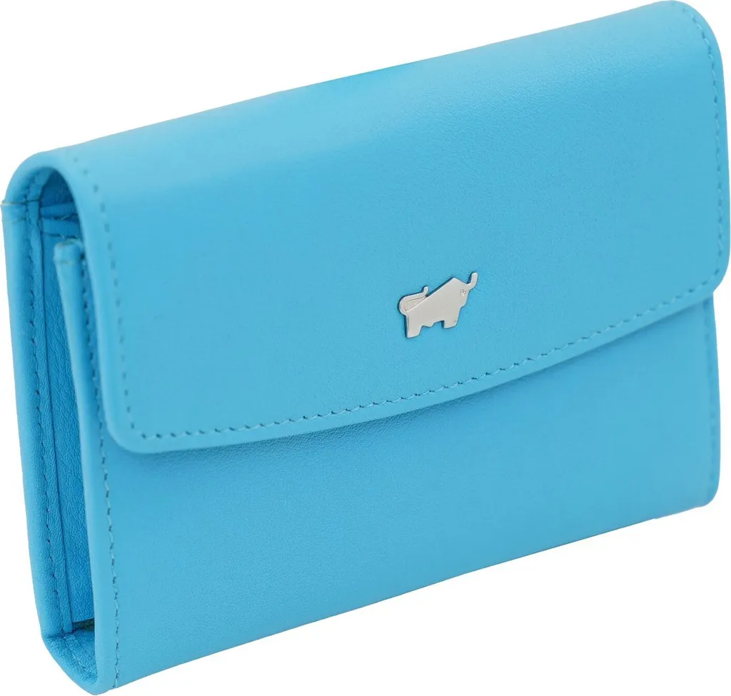 Braun Büffel Pelle Portafoglio Joy Mini Zip Wallet Turchese - Vera Pelle