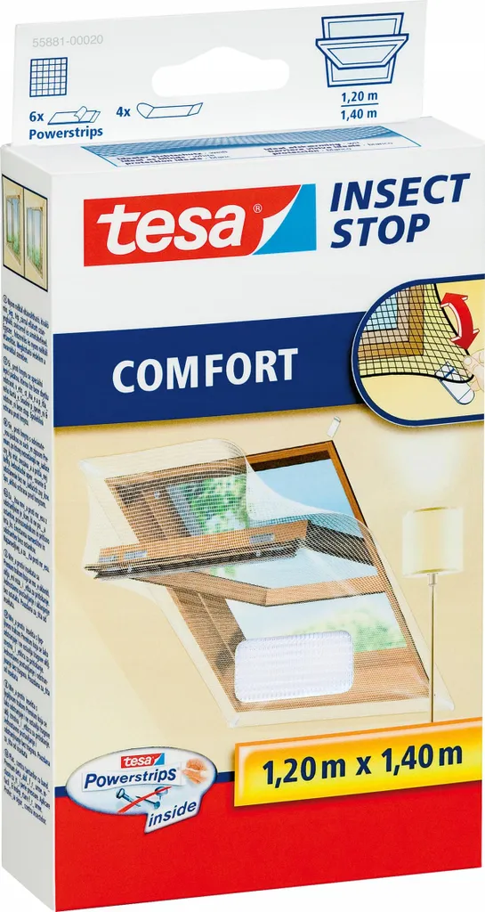 Moustiquaire pour Combles et Fenêtres de Toit TESA Blanche 1,2 x 1,4 m
