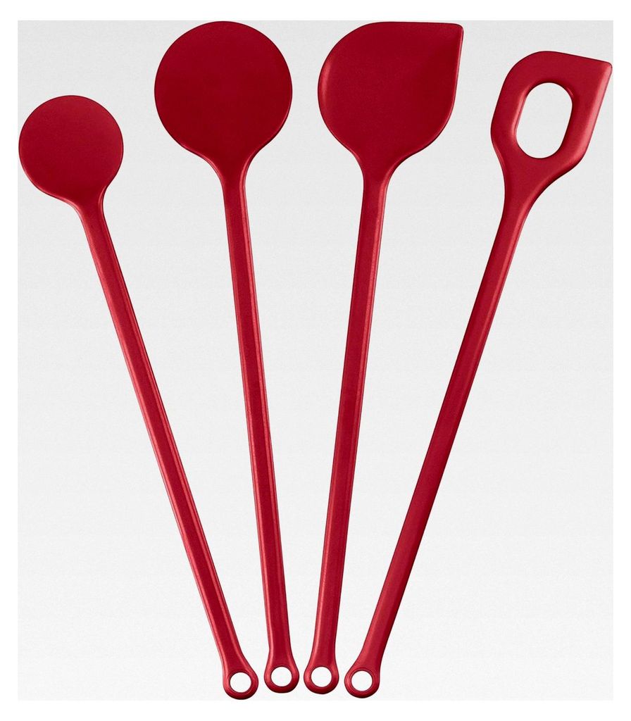 4-teiliges Kochlöffel-Set in Rot - Küchenutensilien aus hitzebeständigem Kunststoff