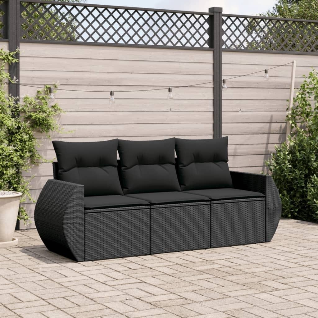 Maison Exclusive - 3-tlg. Garten-Sofagarnitur mit Kissen Schwarz Poly Rattan