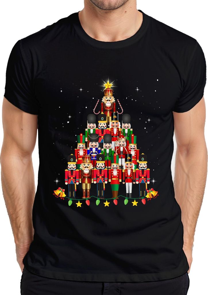 Nussknacker Pyramide Weihnachtsbaum Geschenk Vintage Herren T-Shirt, Schwarz, M