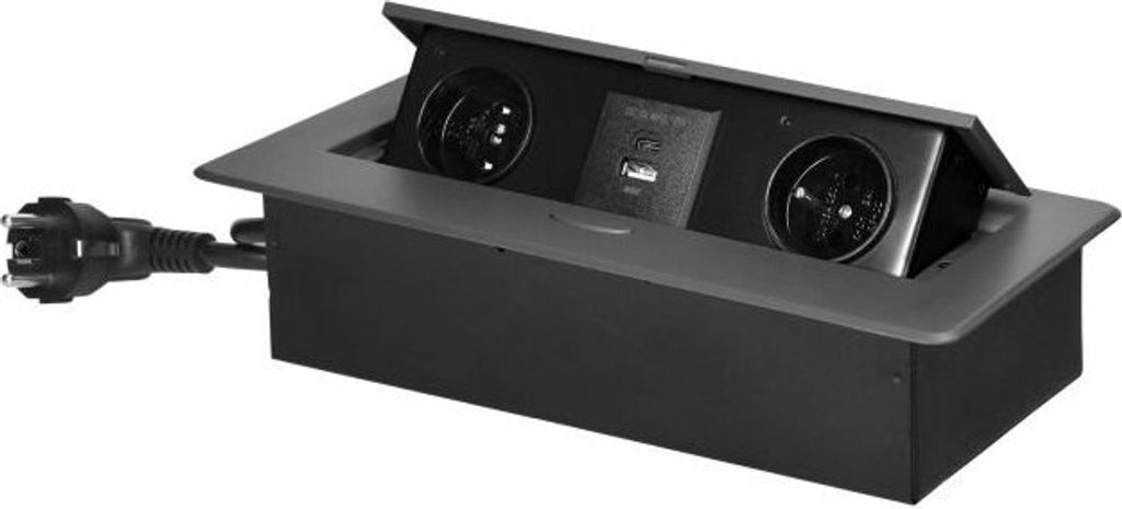 Výklopný blok zapuštěný ORNO OR-GM-9035/GR, 2x 230V, 2x USB Obrázek produktu 
