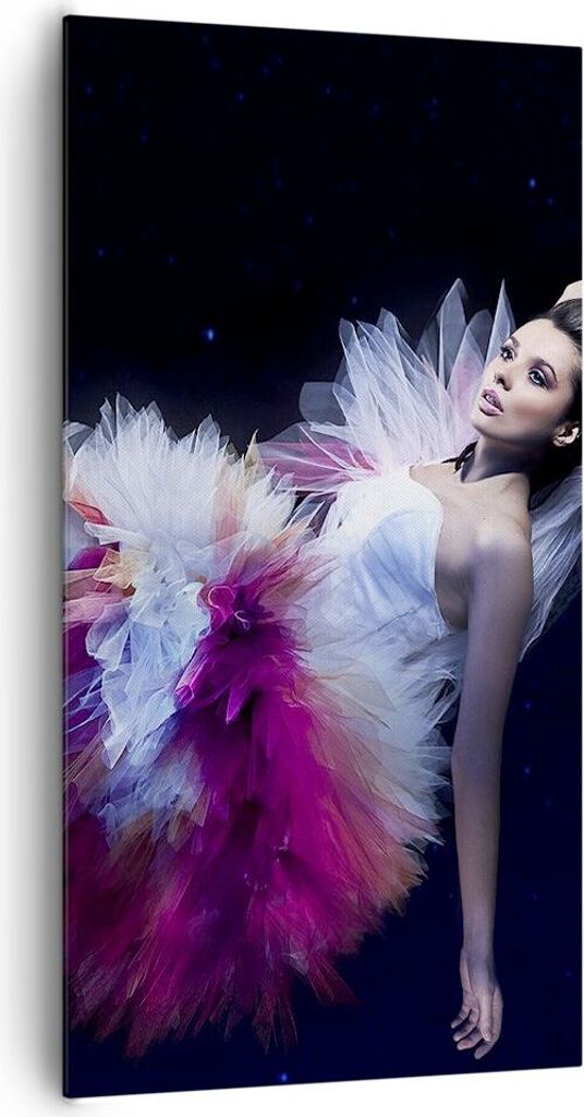 Bild auf Leinwand - Leinwandbild - Frau Geheimnis Kleid elegant - 65x120cm - Wand Bild - Wanddeko - Leinwanddruck - Bilder - Kunstdruck - Wanddekor...