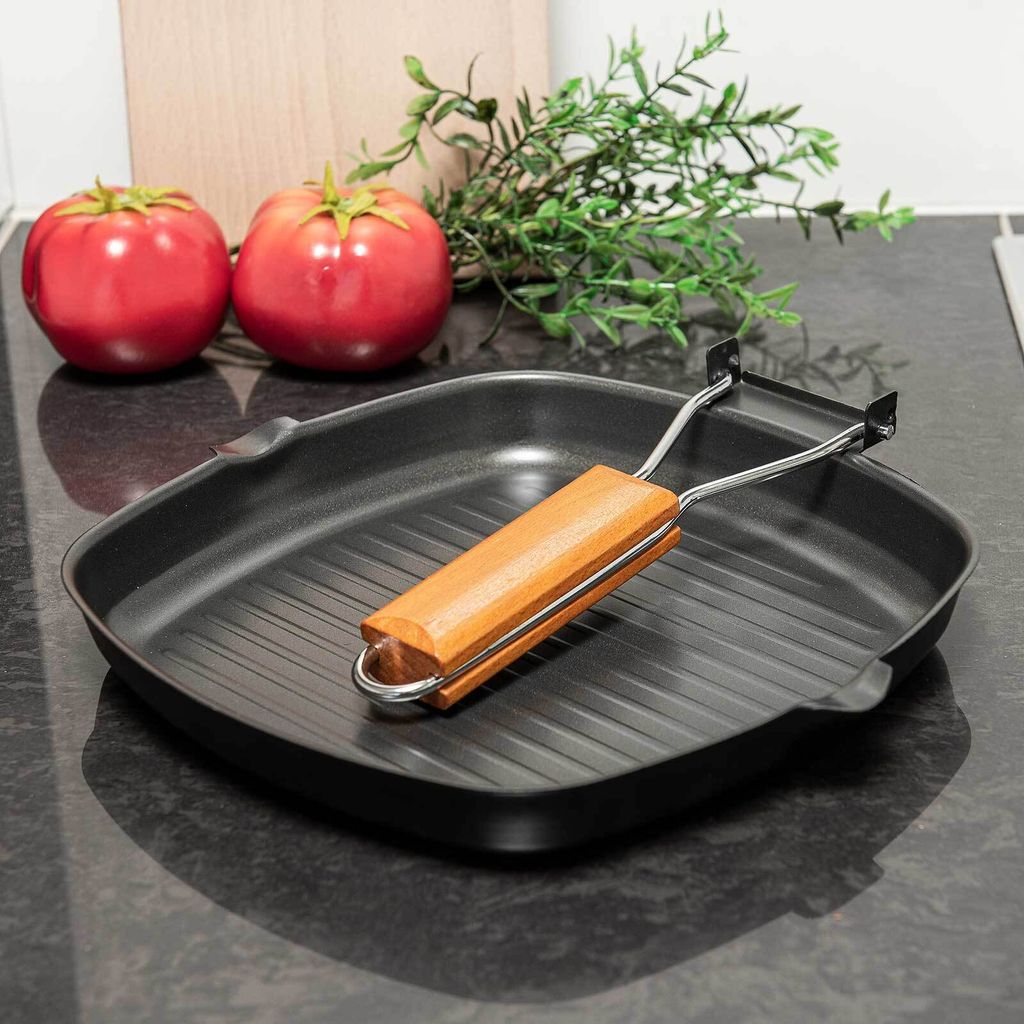 SOEKAVIA Grillpfanne Backform, Antihaft-Bratpfanne Mit Klappbarem Griff Picknick Im Freien 1 Tlg S0q9p0se
