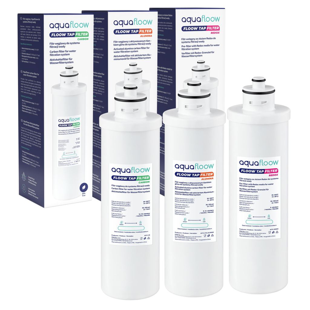 AquaFloow Untertisch-Wasserfiltersysteme für die Systeme Tap One und Tap Trio – Set mit 3 Filtern