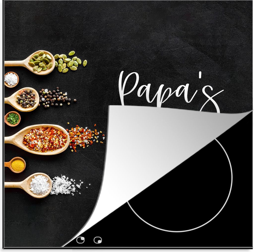 KitchenYeah Herdabdeckplatte Zitate - Sprichwörter - Küche - Papa , 78x78cm, Küche Deko, Glaskeramikfeld Herdabdeckung, Abdeckplatte fùr Koch...