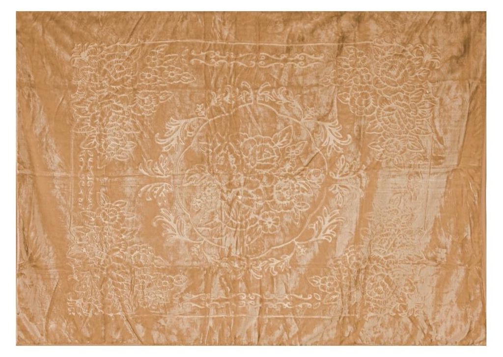 Almina Extra Weiche Wolldecke 160x220 cm 100%.Polyester mit Blumen Muster Waschmaschinengeeignet Braun