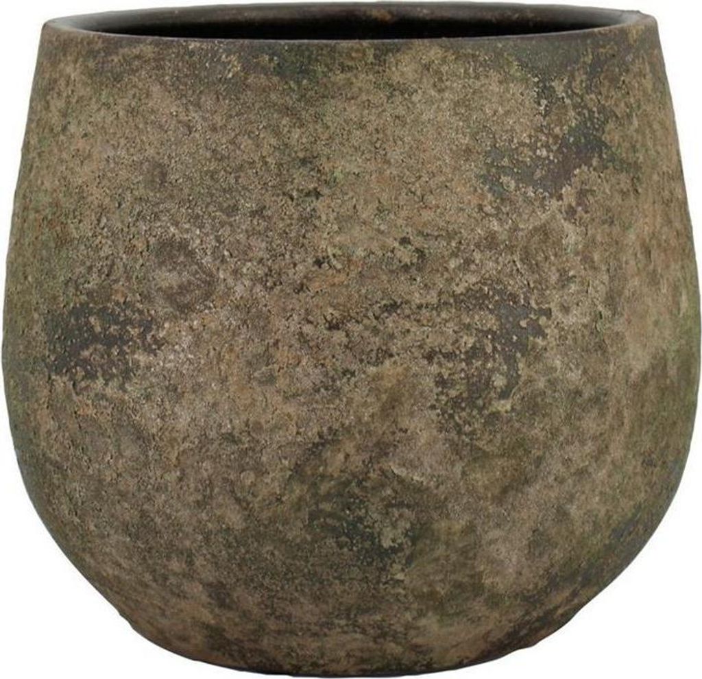 INNA-Glas Pflanzentopf Keramik AROON mit Maserung, antikgrün, 26cm, Ø29cm - Keramik Blumengefäß