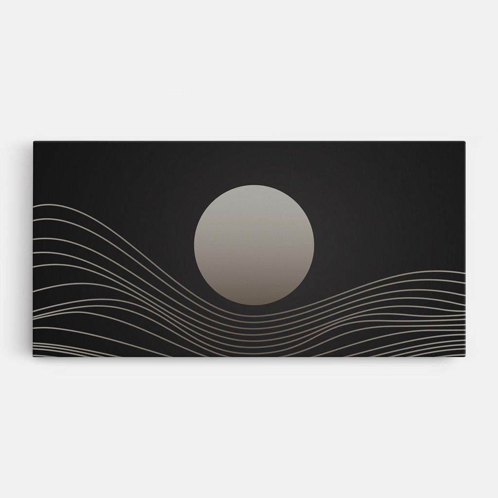 ARTHUB Leinwandbild 40x80 cm, Grey Moon | Wohnzimmerdekoration, Hängende Bilder, Wanddekoration, Heimdekoration, Abstrakte, Minimalistische