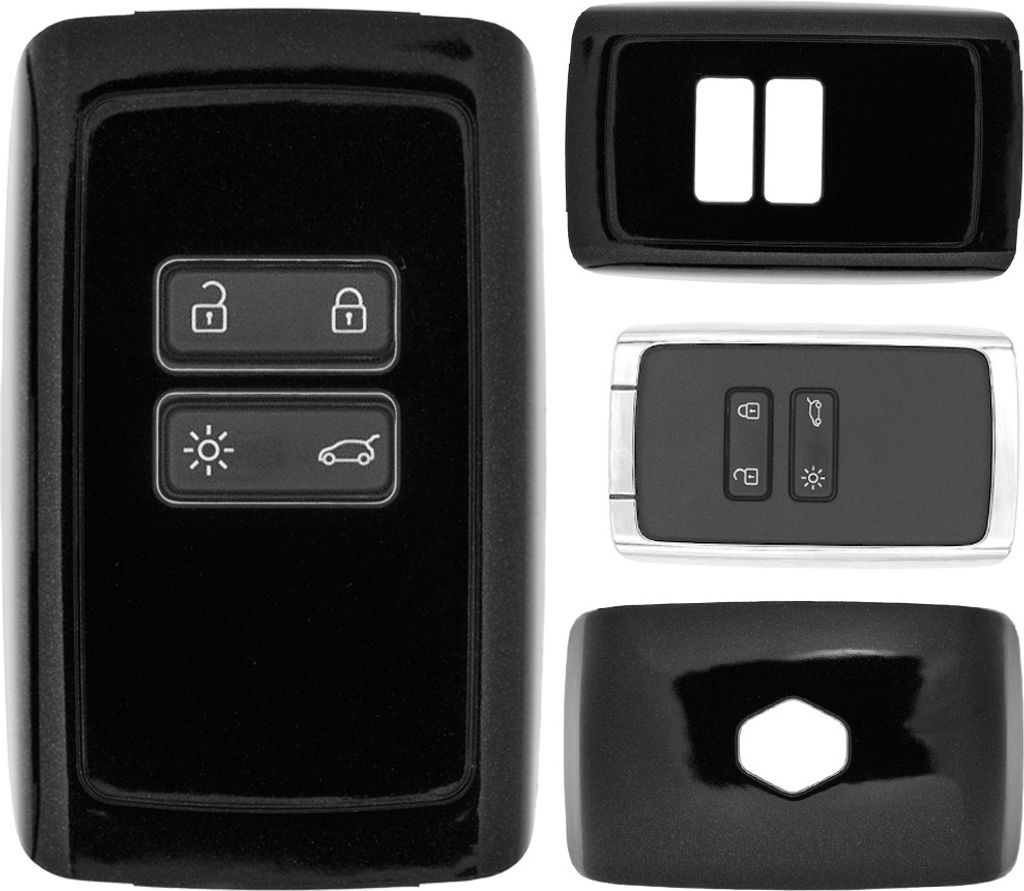 Auto Schlüssel Kunststoff Hülle ABS Plastik Schutz Cover Schwarz kompatibel mit Renault Megane Kadjar Clio Captur KEYLESS SMARTKEY CARD