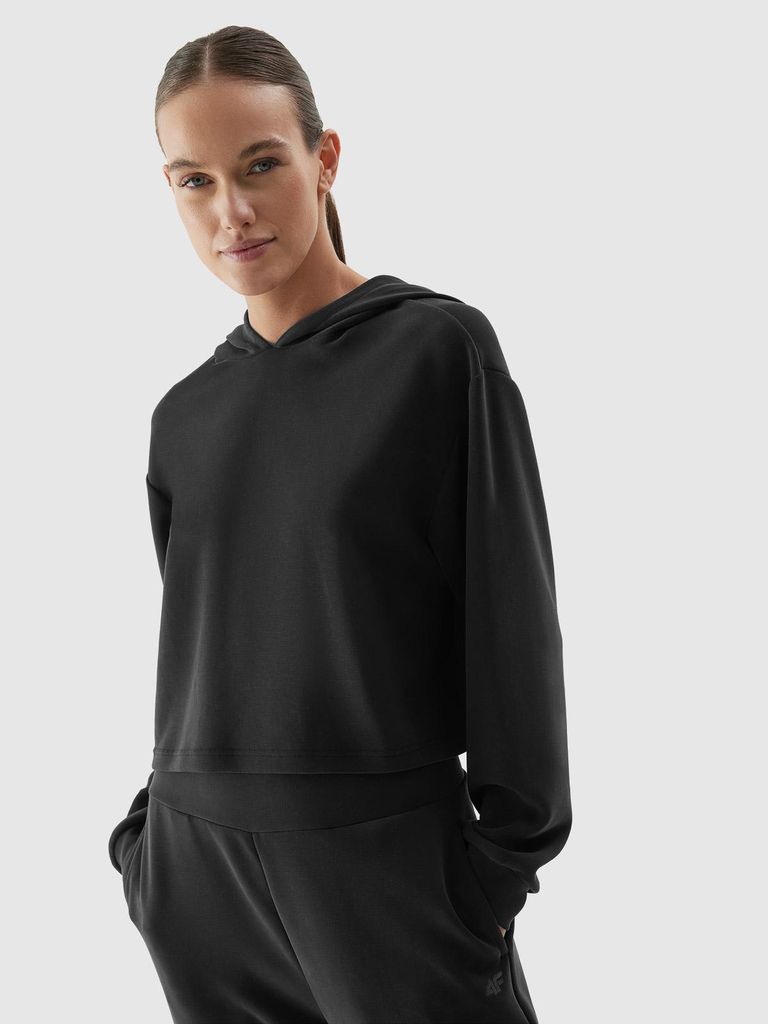 4F Damen Crop Top Hoodie, Graphit, Größe XXL - Komfortabel & Stilvoll