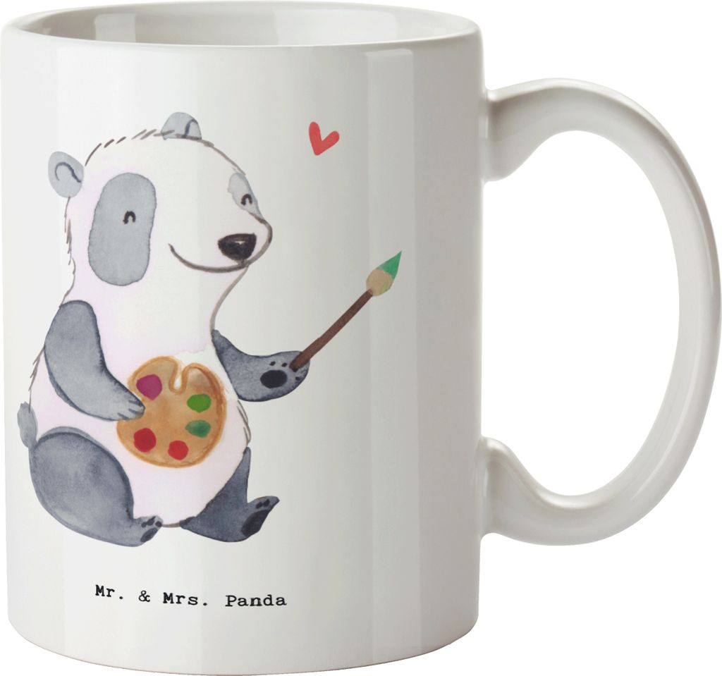 Mr. & Mrs. Panda Tasse Restaurator Herz - Weiß - Geschenk, Produktbild 