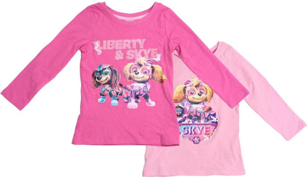 Kinder-Langarm-T-Shirt, 2 Stück, PAW PATROL, rosa/hellrosa Produktbild 