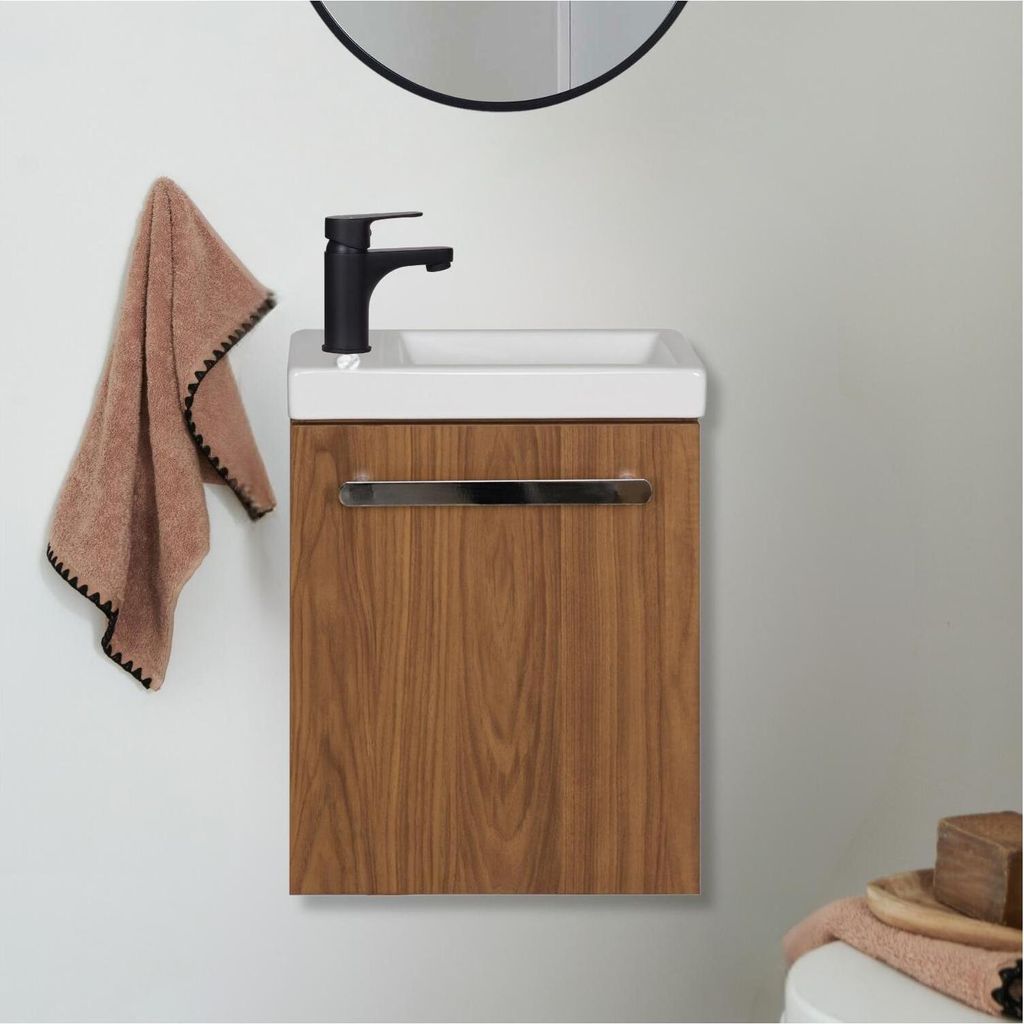 Nevada Wand-Handwaschbecken-Set mit schwarzem Wasserhahn