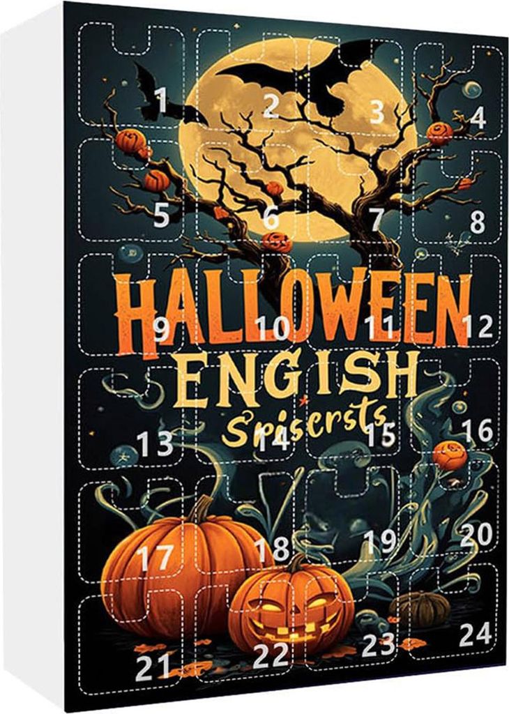 Horror-Halloween-Adventskalender, vielseitige festliche Party, 24 Tage gruseliger Countdown-Anhänger, Urlaubsgeschenke für Jungen und Mädchen