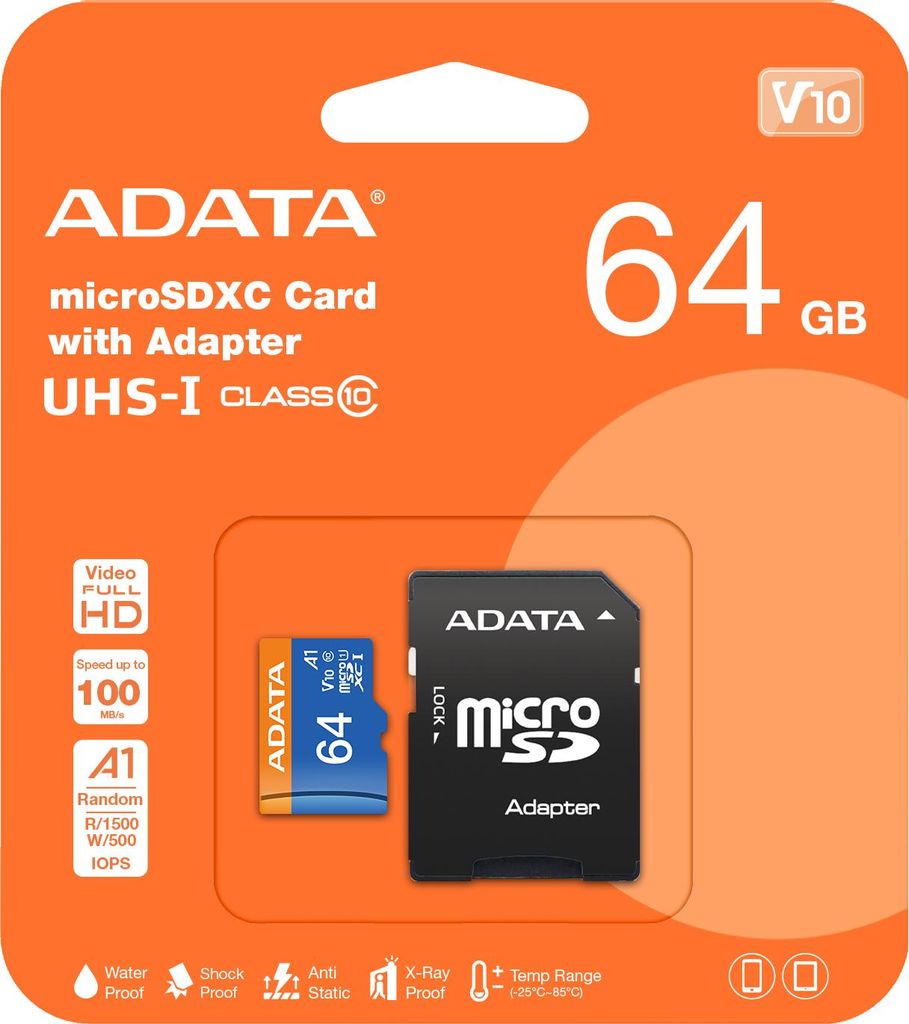 ADATA 64GB, microSDHC, Class 10, 64 GB, MicroSDHC, Třída Obrázek produktu 
