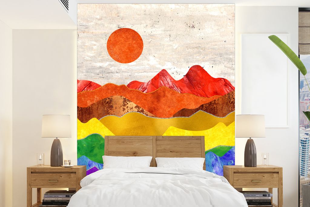 MuchoWow Fototapete für Wohnzimmer oder Schlafzimmer Wandtapete Vinyl Motivtapete Stolz - Schwul - Regenbogen - 190x260 cm - Papiertapete
