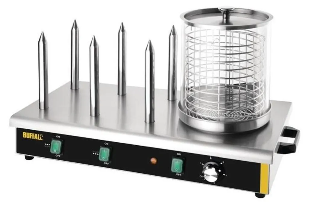 Appareil hot-dog pour food-truck Buffalo 6 plots inox et bain-marie