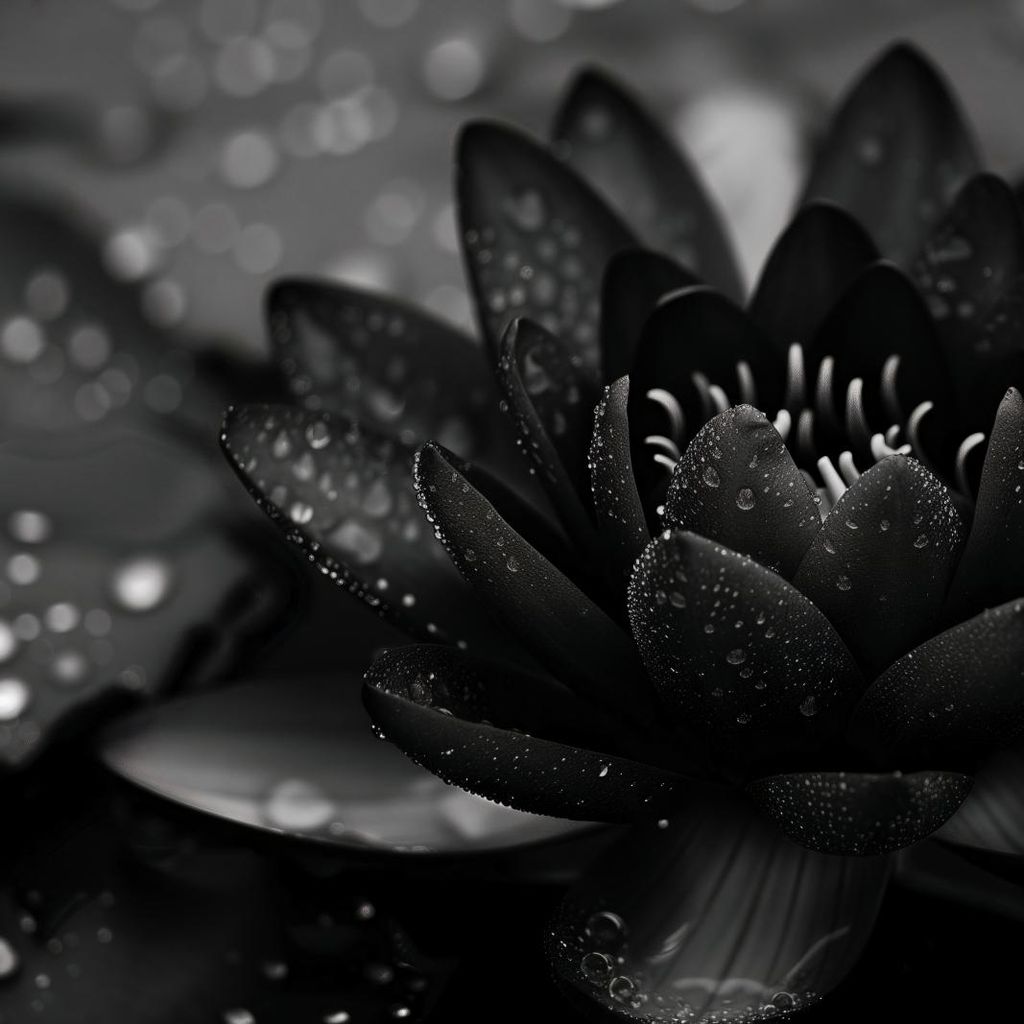 Plakat 30x30cm Lotus in Schwarz