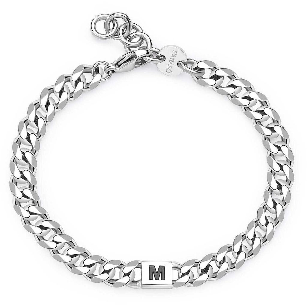 Herren-Stahlarmband mit Monogramm des Buchstabens M SMG23
