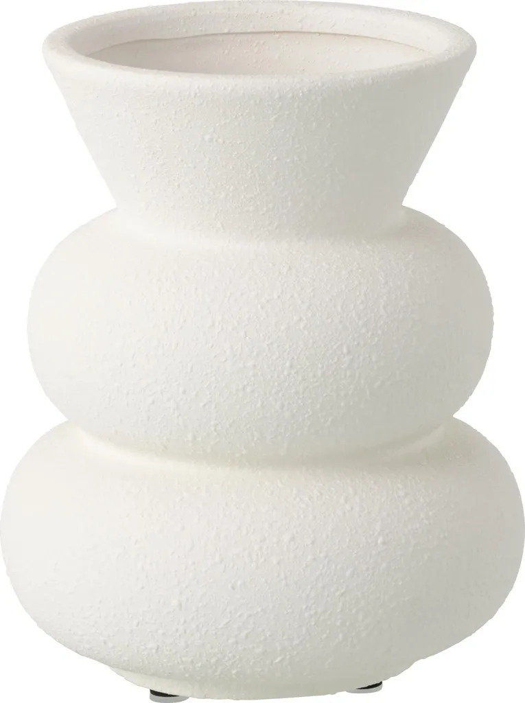 Vase Décoratif J-Line Cône en Argile Blanc pour Fleurs et Compositions