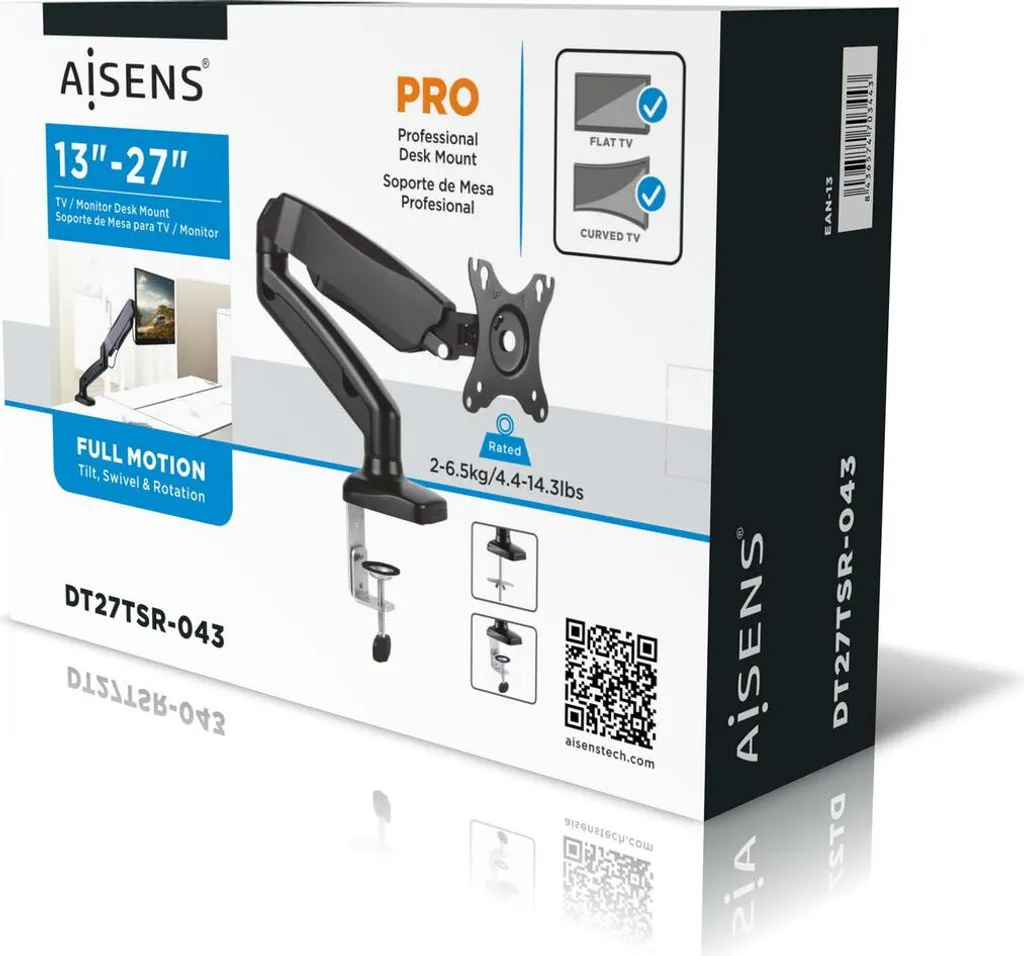 Bras de moniteur bureau 32 pouces Aisens DT27TSR-043 articulé noir